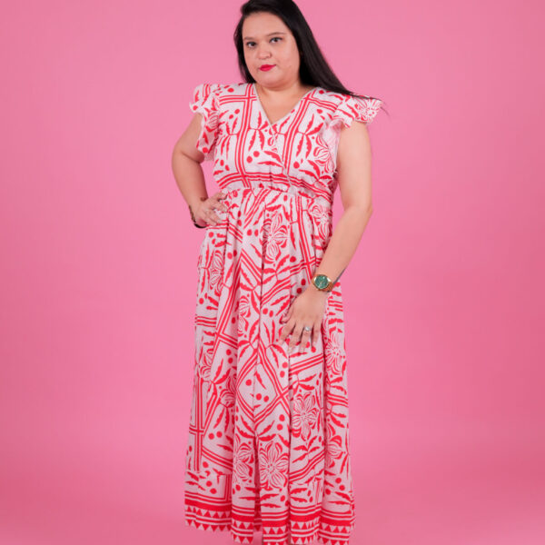 Coral Bloom Maxi Dress